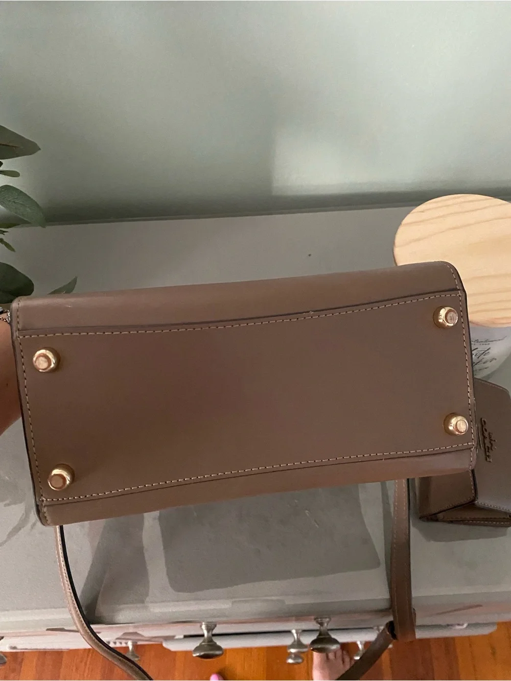 COACH Brown Leather Satchel with Strap and Key Pouch